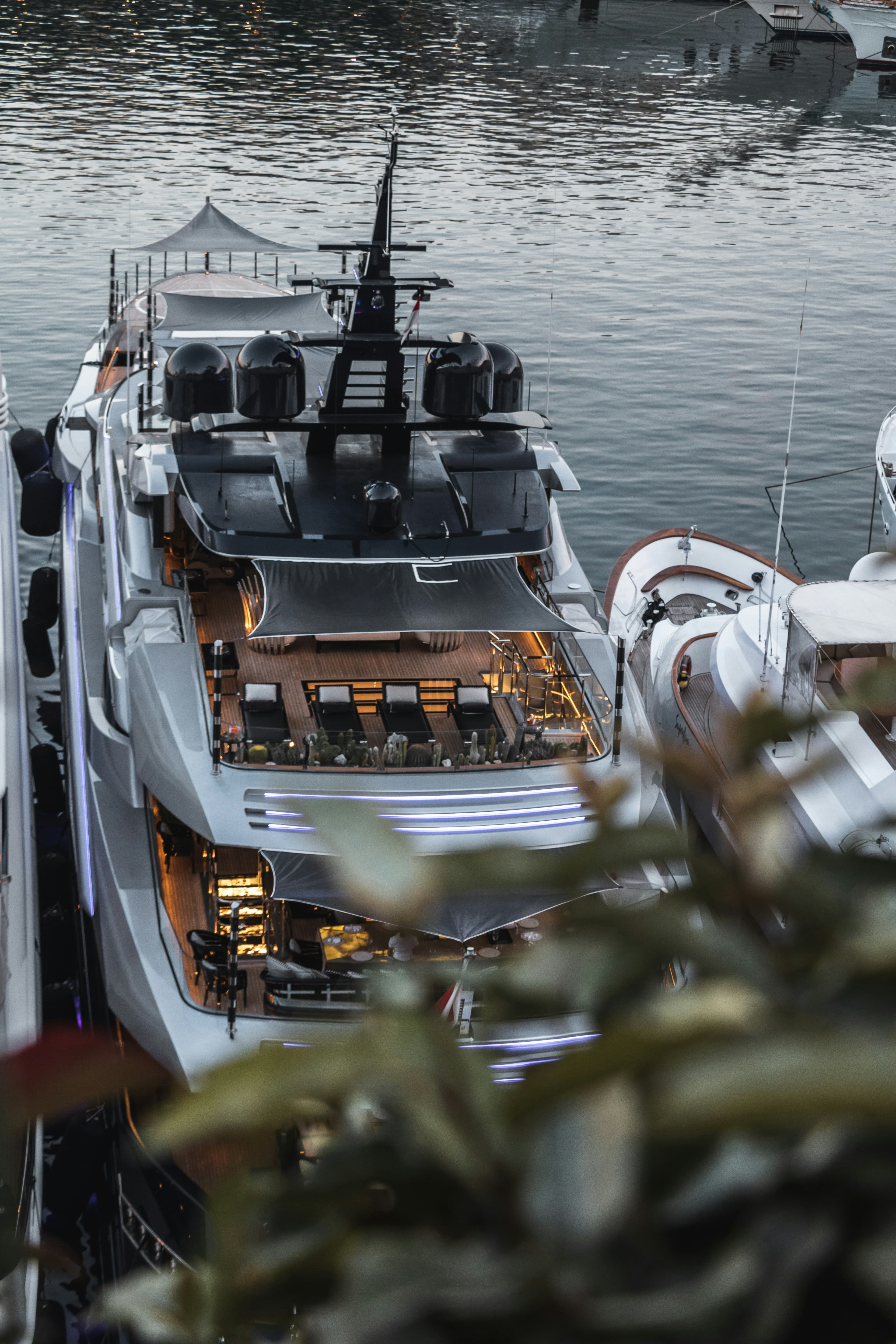 Premium yacht moored in clear waters